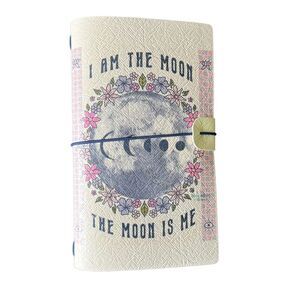 I Am The Moon Moon Phases Faux Leather Reusable Travelers Notebook 8x4.5”